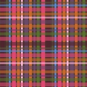 007 - Plaid in Berry Pink, Burnt Orange and Olive Green Geometric Medium Scale for Home Decor, Apparel and Accessories,  Plaid 