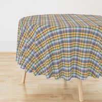 007 - $ Plaid in Stone Blue, Pink and Golden Yellow Geometric Medium Scale for Home Decor, Apparel and Accessories, Soft Plaid 