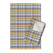 007 - $ Plaid in Stone Blue, Pink and Golden Yellow Geometric Medium Scale for Home Decor, Apparel and Accessories, Soft Plaid 