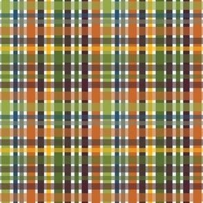 007 - $ Olive Green, Burnt Orange and Mustard Geometric Medium Scale for Home Decor, Apparel and Accessories, Vintage Plaid 
