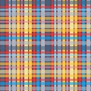 007 - Plaid in Denim Blue and Sunshine Yellow Geometric Medium Scale for Home Decor, Apparel and Accessories, Stripe and Plaid abstract