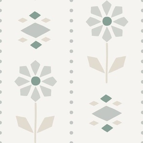 Scandinavian Geometric Cottage Flowers - Neutral