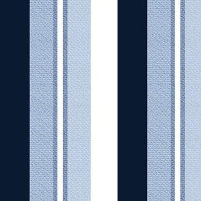 A nautical vertical navy white and sky  blue large stripe