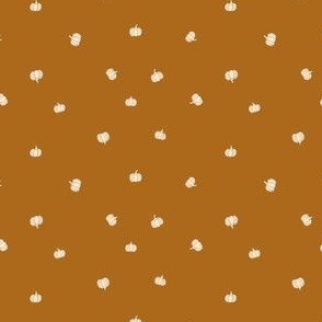 small // mini cream Pumpkins on burnt orange quilting Fabric