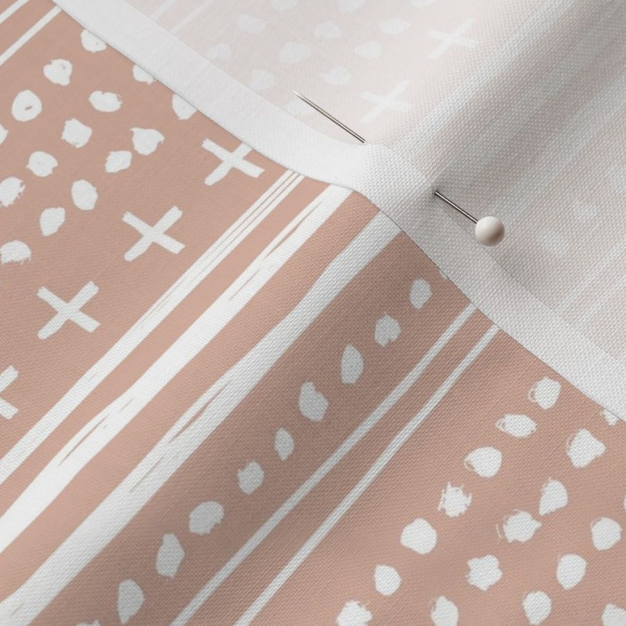 The Ryan mudcloth minimalist abstract textile cloth plaid design in peach apricot