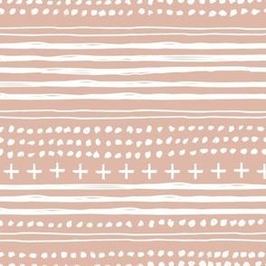 The Ryan mudcloth minimalist abstract textile cloth plaid design in peach apricot