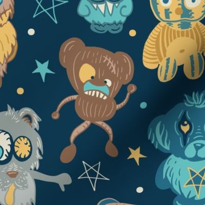 monsters teddy bears at night