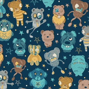 monsters teddy bears at night