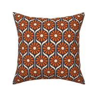 Retro Daisies - Blue and Orange - Small