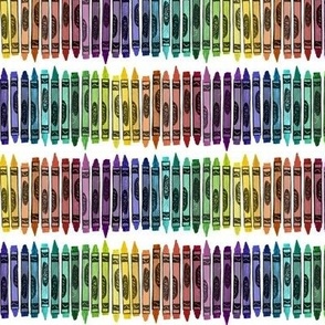 tiny rainbow rows of rubberstamped crayons