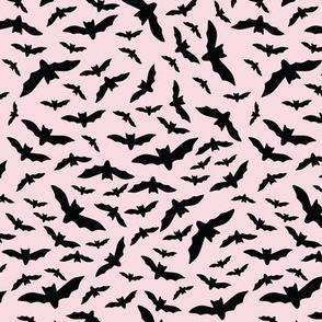 Medium Spooky Black Bats Halloween on Pastel Pink