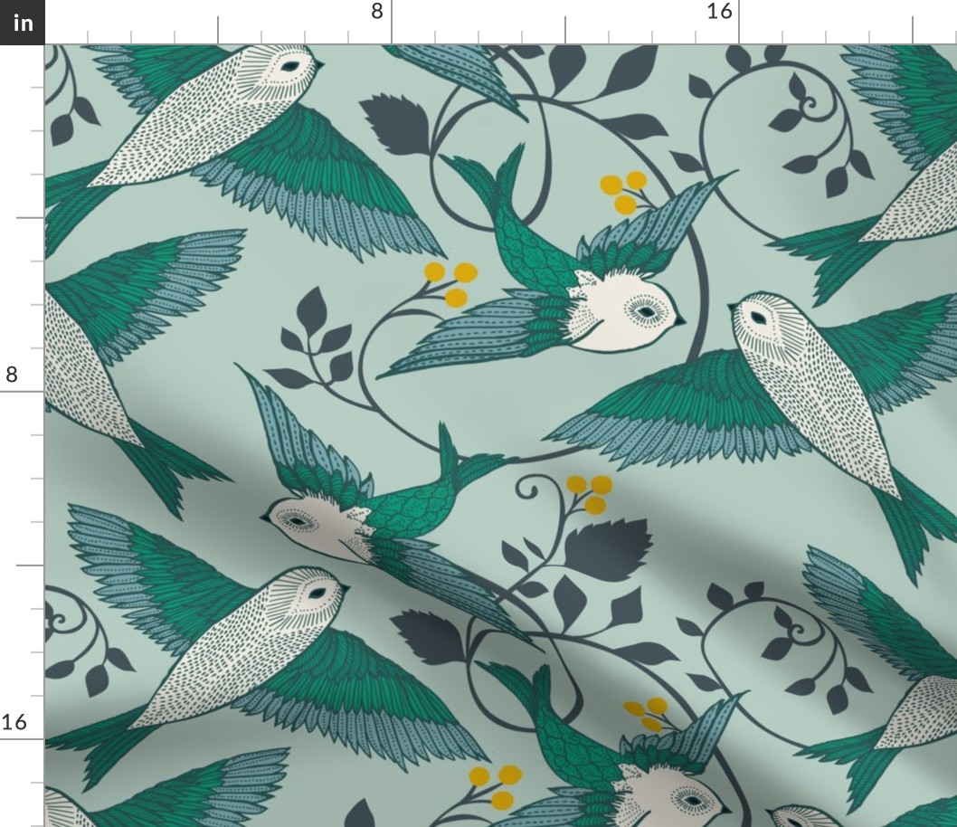 Light Blue/Grey Blue Birds - large scale