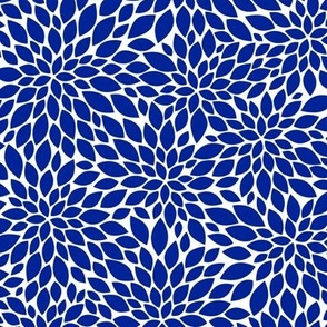 Dahlia Blossom Pattern - Imperial Blue and White