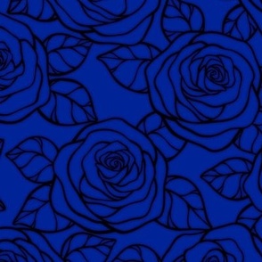 Rose Cutout Pattern - Imperial Blue and Black