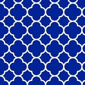 Quatrefoil Pattern - Imperial Blue and White