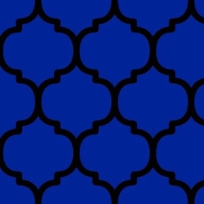 Large Moroccan Tile Pattern - Imperial Blue and Black