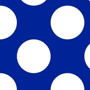 Large Polka Dot Pattern - Imperial Blue and White
