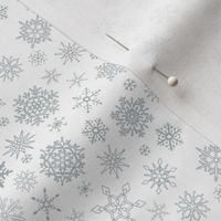 Exquisite Silver Gray Snowflakes on White
