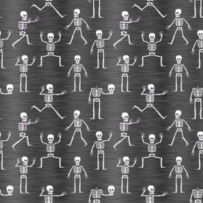 Medium Scale Funny Active Halloween Skeletons White on Black Texture