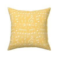 Bigger Scale White Music Notes on Buttery Yellow