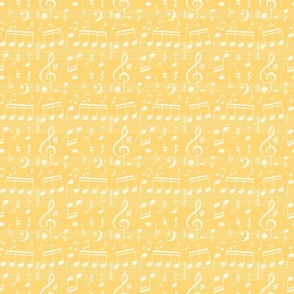 Smaller Scale White Music Notes on Buttery Yellow