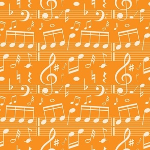 Bigger Scale White Music Notes on Tangerine Orange