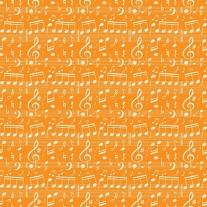 Smaller Scale White Music Notes on Tangerine Orange