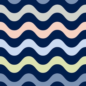 Large Scale Wavy Stripes Under the Sea on Navy