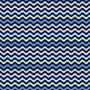 Small Scale Wavy Stripes Under the Sea on Navy