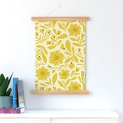 LARGE Flower Power retro yellow and creamy white