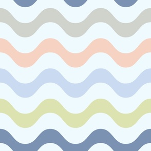 Large Scale Wavy Stripes Under the Sea on Light Blue