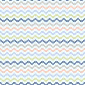 Small Scale Wavy Stripes Under the Sea on Light Blue