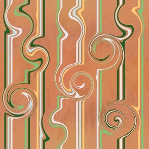 Neutral Geometric swirls green and rust