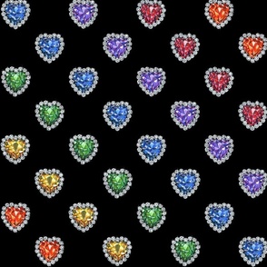 Rainbow Crystal Hearts - Medium Scale - Diagonal Stripes