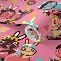 Funny Bunny Bikers for girls | Pink