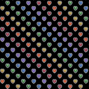 Rainbow Crystal Hearts - Tiny Scale - Diagonal Stripes