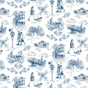 Small New York Toile de Jouy in Blue