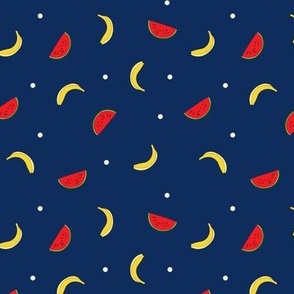 Watermelon and Banana Toss on Navy