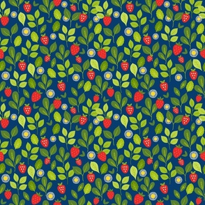 Strawberry Picking On Blue Small
