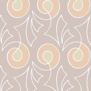 loop flower - abstract continuous line modern neutrals - abstract fabric