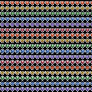 Rainbow Crystal Hearts - Tiny Scale - Close Horizontal Stripes