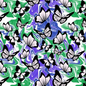 Marble butterflies - green