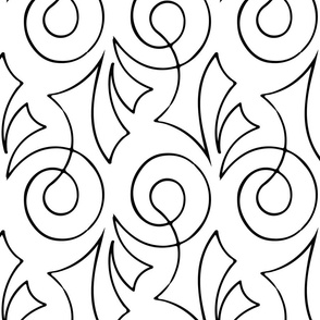loop flower - abstract continuous line black and white - abstract fabric