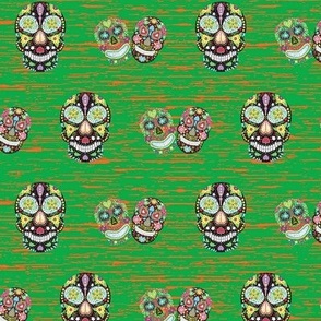 Skulls With Orange and Green