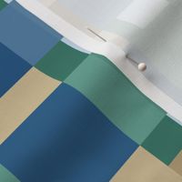 008 - Large scale Crazy Checkerboard in Blues, Greens and Caramels: for peel and stick wallpaper, home decor and accessories.