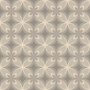 003 - Small scale Modern Frangipani in Taupe, grey  and Cream for elegant and sophisticated unisex gender neutral Apparel, wallpaper, duvet covers and Home Furnishings, Interior Design