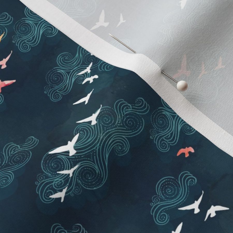 Blue sky birds navy extra small