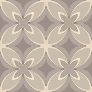 003 - Medium scale Modern Frangipani Soft Taupes and Cream Modern Frangipani  for unisex apparel, masculine home decor and  gender neutral soft furnishings