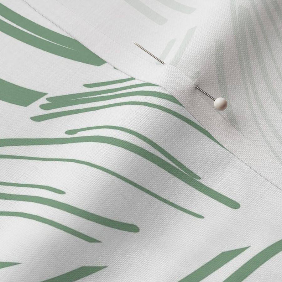 Normal scale // Calathea leaf prints // white background jade green lines