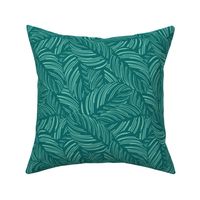 Small scale // Calathea leaf prints // pine green background spearmint green lines